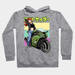 Kawaii Girl on Sportbike Hoodie